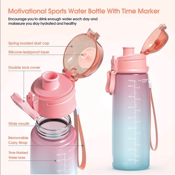 Y&3 32oz Motivational Fitness Sports Water Bottle, BPA Free Tritan Plastic - Picture 9 of 16